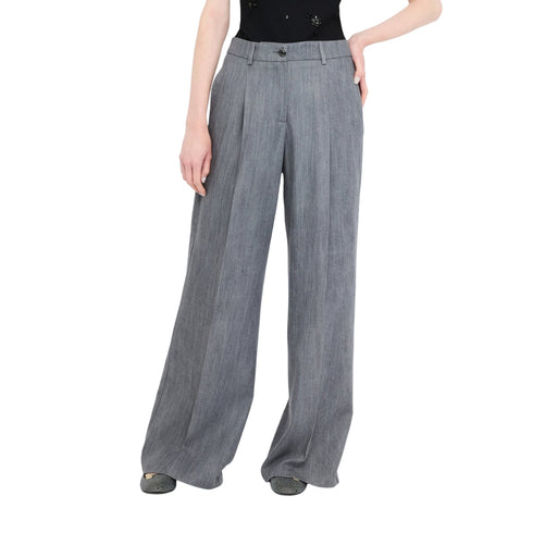 Pantalone Donna con pinces e piega stirata, in lyocell
